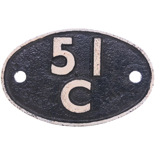 120 - A shedplate, 51C, West Hartlepool (1948-September 1967). The front repainted. (Postage Band: C)