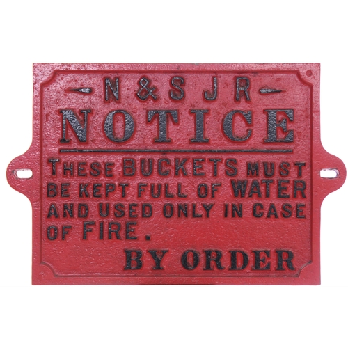 127 - A Norfolk and Suffolk Joint Railway fire buckets notice, cast iron, 13