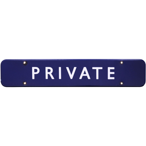 130 - A BR(E) doorplate, PRIVATE, (f/f), enamel, 18