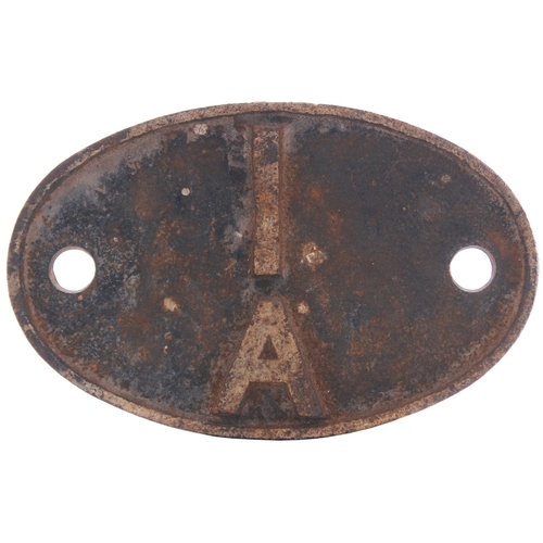 158 - A shedplate, 1A, Willesden (1948- May 1973), removed by the vendor on 13th March 1963 from Patriot c... 