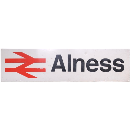 160 - A BR station sign, ALNESS, from the Dingwall to Invergordon section of the Far North Line to Wick an... 