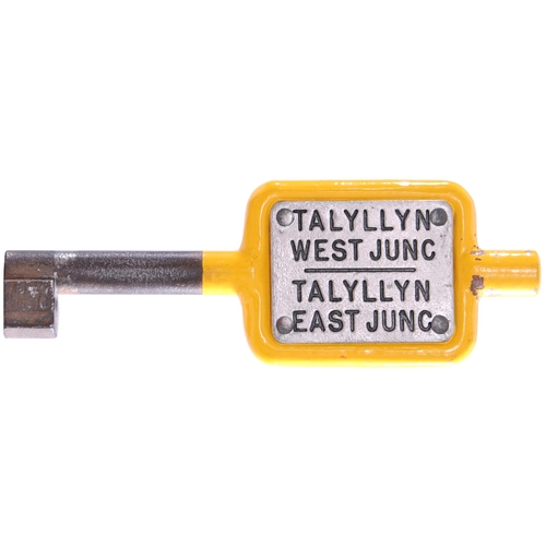 178 - A single line key token, TALYLLYN WEST JUNC-TALYLLYN EAST JUNC, (cast steel/engraved metal plates), ... 