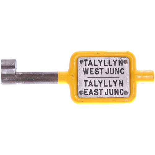 178 - A single line key token, TALYLLYN WEST JUNC-TALYLLYN EAST JUNC, (cast steel/engraved metal plates), ... 