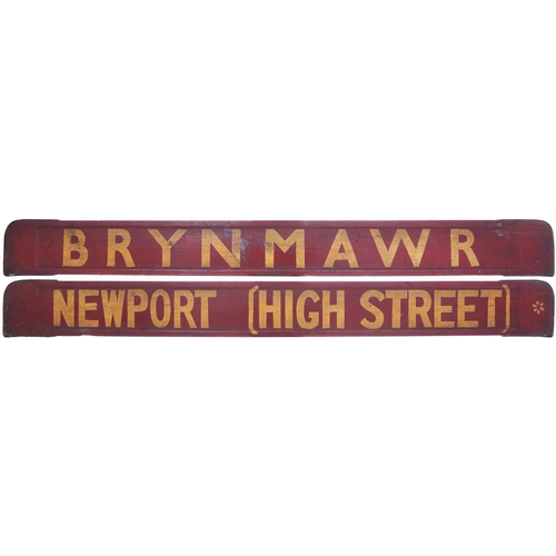 185 - A carriage board, BRYNMAWR-NEWPORT HIGH STREET, used on the GW and LNWR route in the Eastern Valleys... 