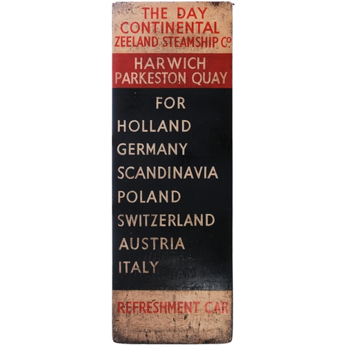 188 - A train departure board, THE DAY CONTINENTAL, HARWICH PARKESTON QUAY FOR HOLLAND, GERMANY, SCANDINAV... 