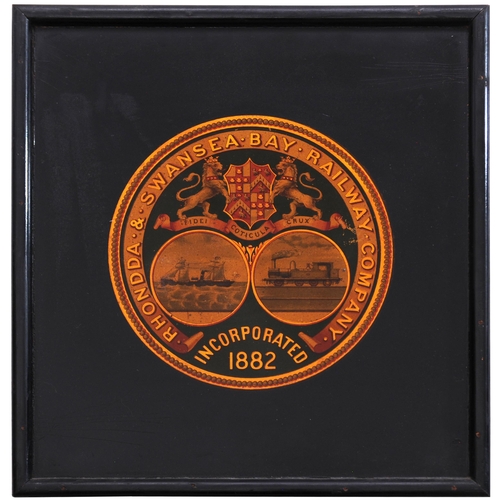 193 - A mounted coat of arms transfer, RHONDDA & SWANSEA BAY RAILWAY COMPANY. The line opened in 1892 and ... 