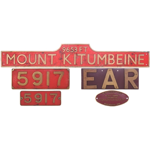 195 - An East African Railways nameplate, MOUNT KITUMBEINE, 9653 FEET, from an EAR metre gauge Class 59 4-... 