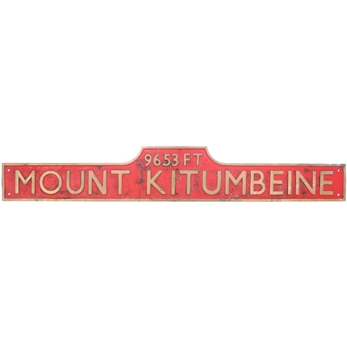 195 - An East African Railways nameplate, MOUNT KITUMBEINE, 9653 FEET, from an EAR metre gauge Class 59 4-... 