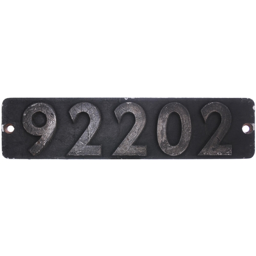 2 - A smokebox numberplate, 92202, from a BR Standard Class 9F 2-10-0 built at Swindon and allocated new... 