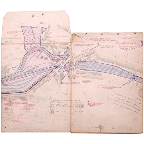 216 - A set of GWR route plans, EASTERN VALLEYS RAILWAY, 2 CHAIN SURVEY 1909, two volumes, NEWPORT TO PANT... 