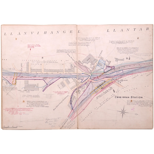 216 - A set of GWR route plans, EASTERN VALLEYS RAILWAY, 2 CHAIN SURVEY 1909, two volumes, NEWPORT TO PANT... 