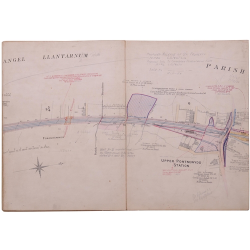 216 - A set of GWR route plans, EASTERN VALLEYS RAILWAY, 2 CHAIN SURVEY 1909, two volumes, NEWPORT TO PANT... 