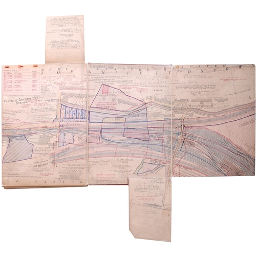 216 - A set of GWR route plans, EASTERN VALLEYS RAILWAY, 2 CHAIN SURVEY 1909, two volumes, NEWPORT TO PANT... 