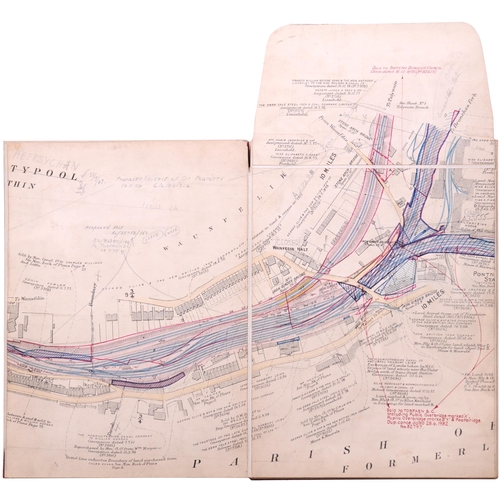 216 - A set of GWR route plans, EASTERN VALLEYS RAILWAY, 2 CHAIN SURVEY 1909, two volumes, NEWPORT TO PANT... 