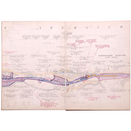 216 - A set of GWR route plans, EASTERN VALLEYS RAILWAY, 2 CHAIN SURVEY 1909, two volumes, NEWPORT TO PANT... 