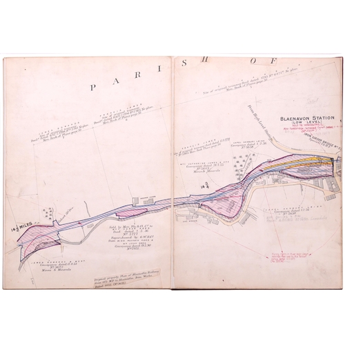 216 - A set of GWR route plans, EASTERN VALLEYS RAILWAY, 2 CHAIN SURVEY 1909, two volumes, NEWPORT TO PANT... 