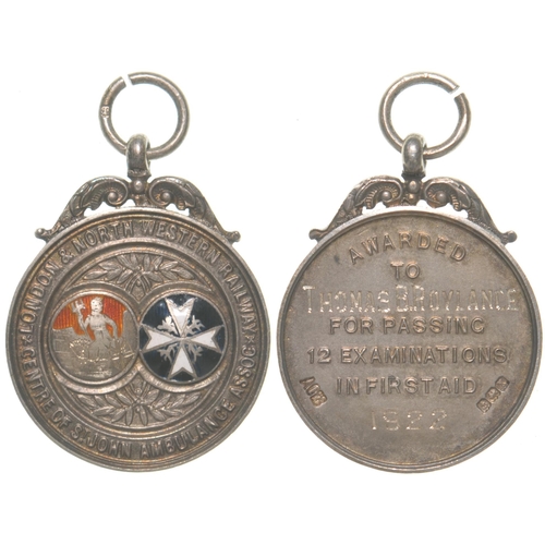 346 - An LNWR ST John Ambulance medallion, Thomas B Roylance, For Passing Twelve Examinations, 192, silver... 