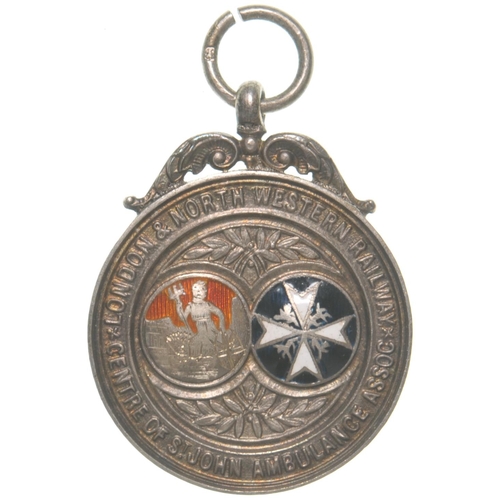 346 - An LNWR ST John Ambulance medallion, Thomas B Roylance, For Passing Twelve Examinations, 192, silver... 