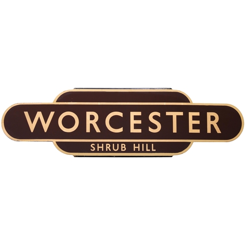 35 - A BR(W) totem sign, WORCESTER SHRUB HILL, (h/f), from the town's main station on the route from Oxfo... 