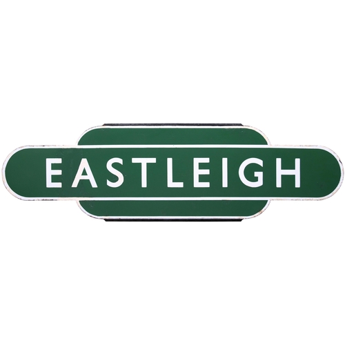 356 - A BR(S) totem sign, EASTLEIGH, (h/f), from the Southern main line to Southampton and Weymouth. Excel... 