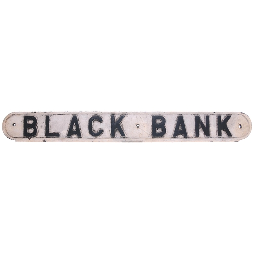 362 - An LNER seat back plate, BLACK BANK, from the Ely to March route. The station closed in 1963. Cast i... 