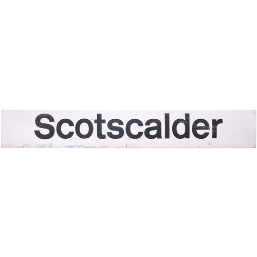 363 - A BR station sign, SCOTSCALDER, from the Far North Line to Wick and Thurso, situated in the Wilds of... 