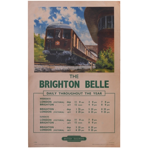 37 - A BR(S) double royal poster, THE BRIGHTON BELLE, by Barber, a dramatic view of the electric Pullman ... 