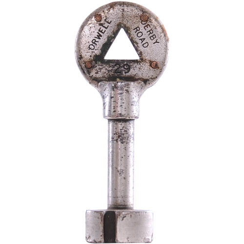 381 - A single line key token, ORWELL-DERBY ROAD, (chromed steel), from the Ipswich to Felixstowe branch. ... 