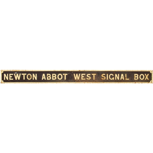 387 - A GWR nameboard, NEWTON ABBOT WEST SIGNAL BOX, from the substantial box at the Plymouth end of the s... 