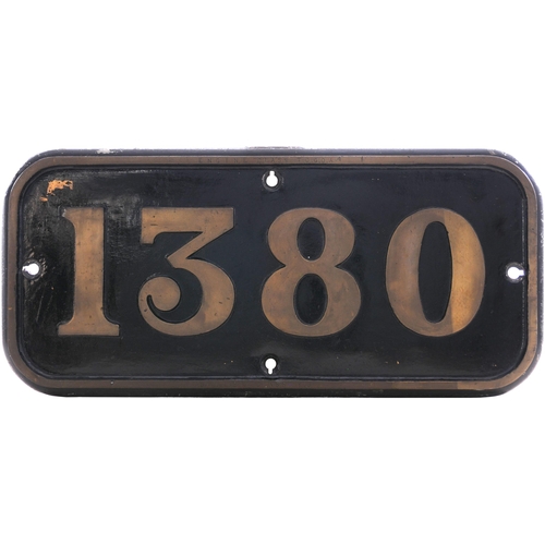 388 - A GWR cabside numberplate, 1380, from the ex North Pembrokeshire & Fishguard Railway 0-6-0ST named R... 