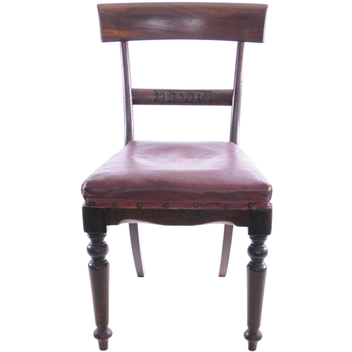 390 - A Barry Dock and Railway chair, with rexine seat, the initials BDR prominently carved in the back ra... 