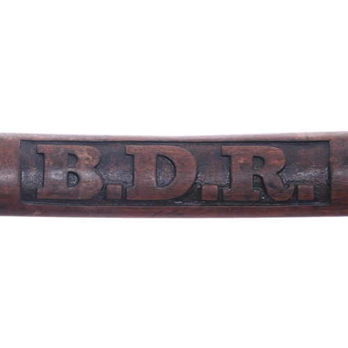 390 - A Barry Dock and Railway chair, with rexine seat, the initials BDR prominently carved in the back ra... 