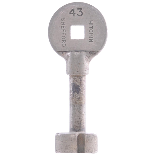 392 - A single line key token, HITCHIN-SHEFFORD, (chromed plate on chromed steel key), from the Bedford to... 