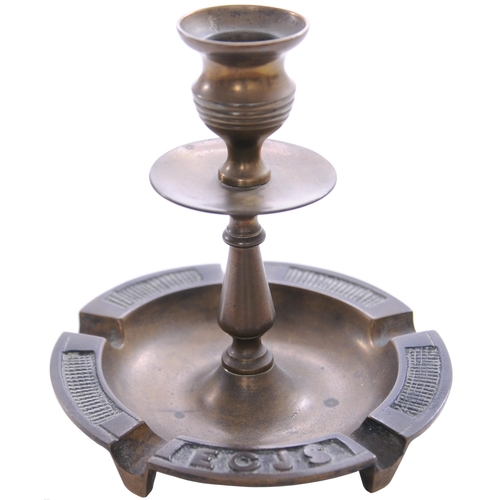 395 - An East Coast Joint Stock ashtray and match holder with prominent ECJS initials on the top, brass, 5... 