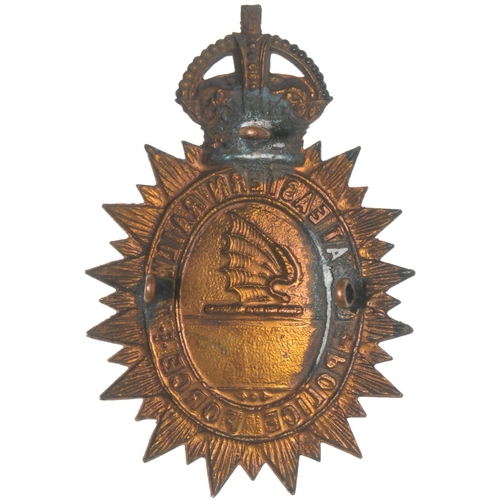 400 - A GER policeman's helmet cap badge, GREAT EASTERN RAILWAY POLICE, 289, with bat's wing device, embos... 