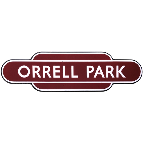 409 - A BR(M) totem sign, ORRELL PARK, (f/f), from the Liverpool to Ormskirk route. Good colour and shine,... 