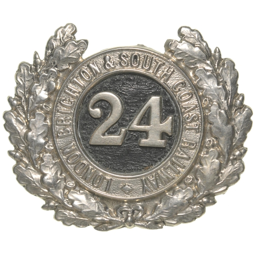 41 - A cap badge, LONDON BRIGHTON & SOUTH COAST RAILWAY, 24, nickel, 2½