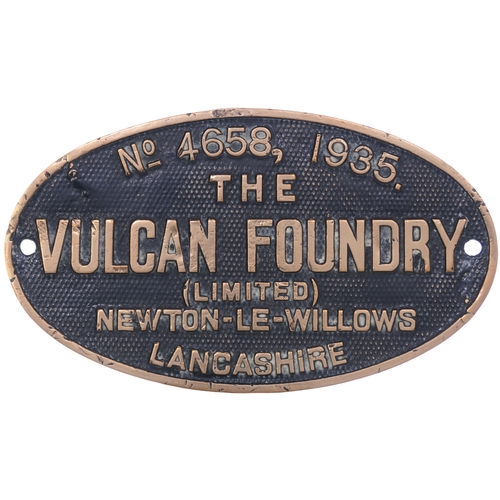 418 - A worksplate, VULCAN FOUNDRY, 4658, 1935, from a LMS Class 5 4-6-0 No 5115 which became BR 45115. A ... 