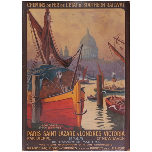 420 - A Chemins de Fer de l'Etat and Southern Railway poster, ST PAUL'S, LONDON, a view from the River Tha... 