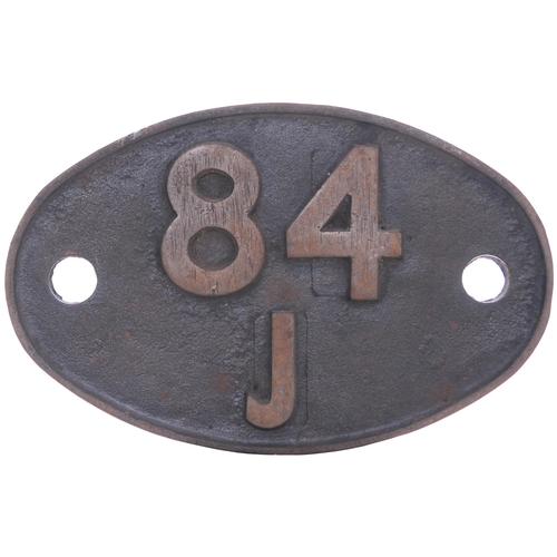 429 - A shedplate 84J, Croes Newydd (1948-January 1961). The front lightly cleaned. (Postage Band: C)