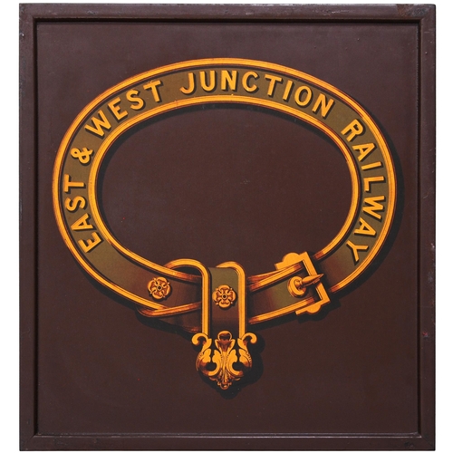 43 - A mounted coat of arms transfer, EAST & WEST JUNCTION RAILWAY. Originally formed in 1804 to build a ... 