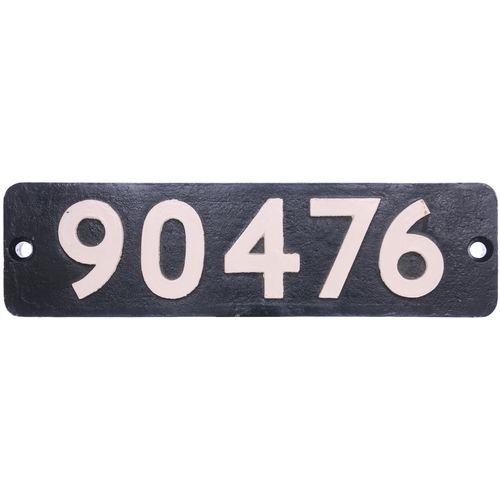 436 - A smokebox numberplate, 90476, from a War Department Austerity 2-8-0 built to Ministry of Supply ord... 