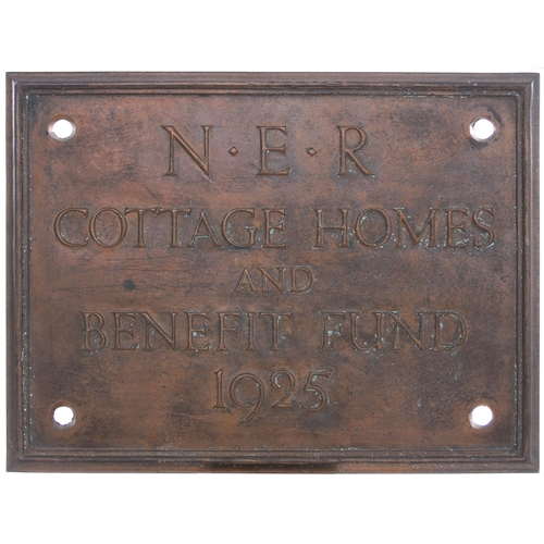 440 - An ownership plaque, NER COTTAGE HOMES AND BENEFIT FUND 1925. The organisation provided accommodatio... 