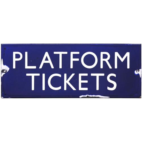 443 - A station sign, PLATFORM TICKETS, enamel, 13