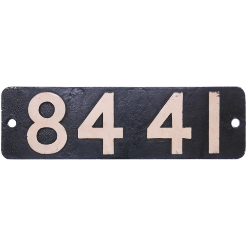 46 - A smokebox numberplate, 8441, from a (GWR) 9400 Class 0-6-0PT built by Bagnall, Works No 2951, and a... 