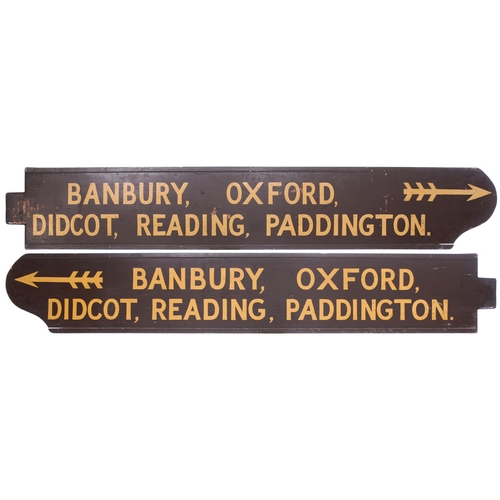 50 - A fingerboard, BANBURY, OXFORD, DIDCOT, READING, PADDINGTON, from Leamington Spa. Painted wood, leng... 