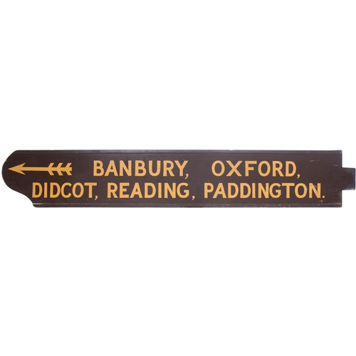 50 - A fingerboard, BANBURY, OXFORD, DIDCOT, READING, PADDINGTON, from Leamington Spa. Painted wood, leng... 