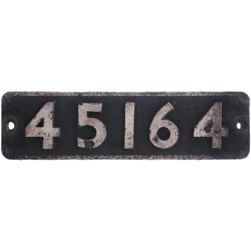 59 - A smokebox numberplate, 45164, from a LMS Class 5 4-6-0 No 5164 built by Armstrong Whitworth, Works ... 