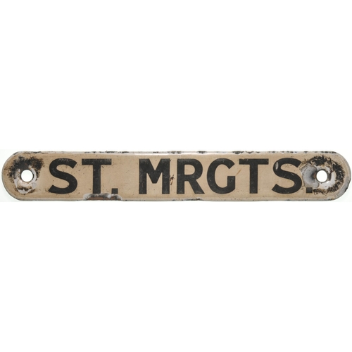 66 - An LNER shedplate for St Margarets, Edinburgh, ST MRGTS, enamel, chips at edge and fixings, slight d... 