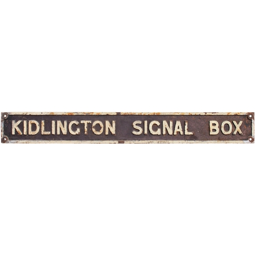 69 - A GWR nameboard, KIDLINGTON SIGNAL BOX, situated north of Oxford on the route to Banbury and Birming... 